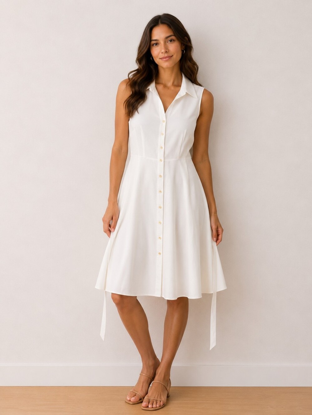 Sharagano Ivory Button Down Dress Size 14 NWT